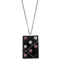 Chanel Silver Acrylic Rectangle Pendant Necklace Rhinestone 04A