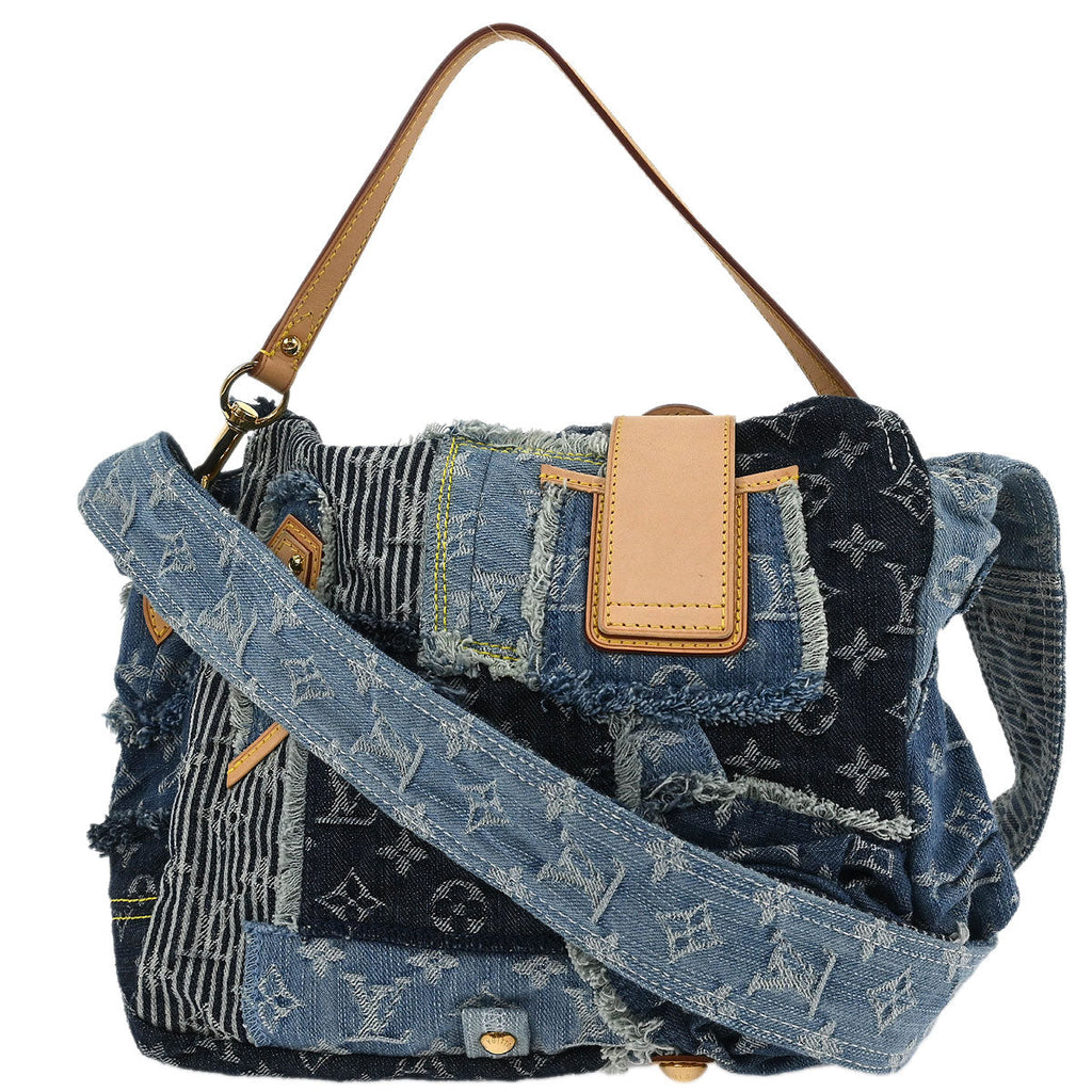 Louis Vuitton * Blue Monogram Denim Patchwork Postie M95374
