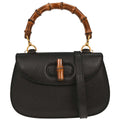 Gucci Black Pigskin Bamboo 2way Shoulder Handbag