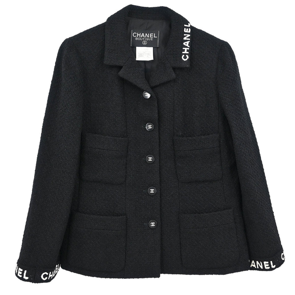Chanel Single Breasted Jacket Black #36