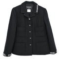Chanel Single Breasted Jacket Black #36