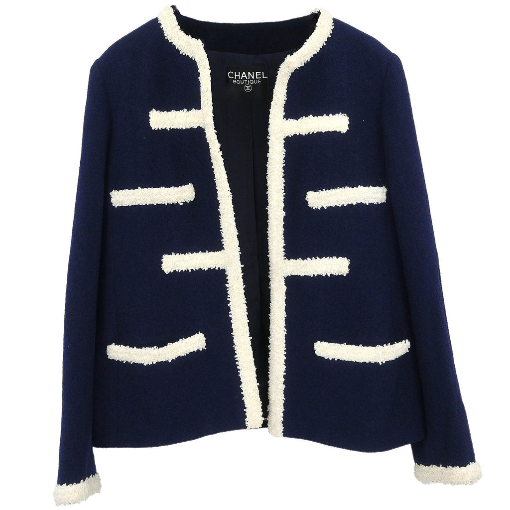 Chanel Collarless Jacket Navy