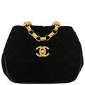 Chanel Black Velvet Shoulder Bag