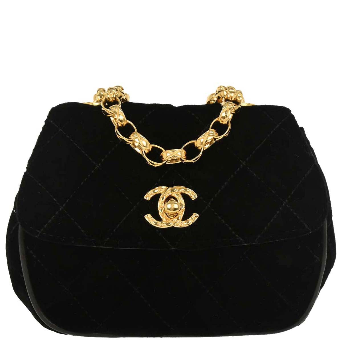 Chanel Black Velvet Shoulder Bag