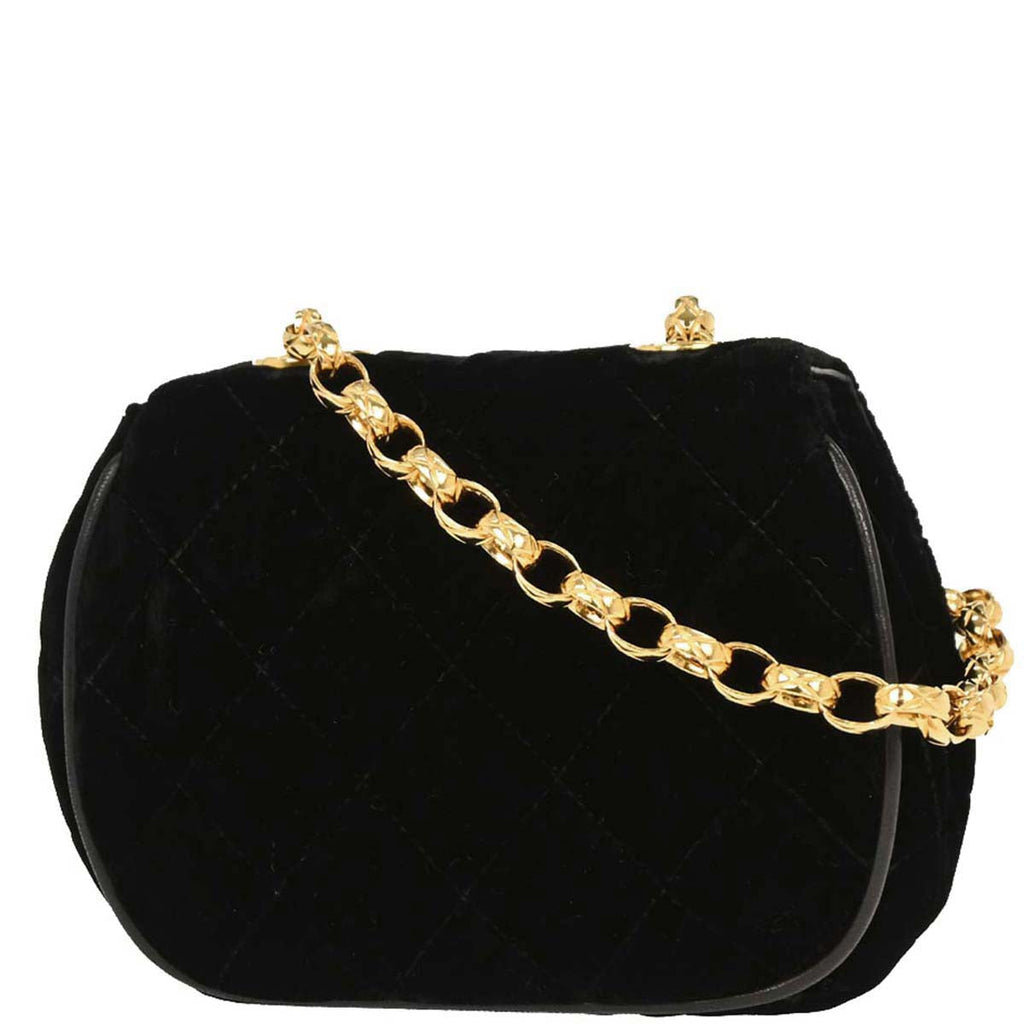 Chanel Black Velvet Shoulder Bag