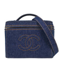Chanel 1996-1997 Blue Denim Vanity 2way Shoulder Handbag