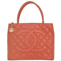 Chanel 2003-2004 Orange Caviar Medallion Tote Handbag