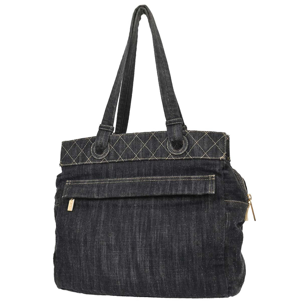 Chanel 2005-2006 Navy Sparkling Denim Tote Handbag