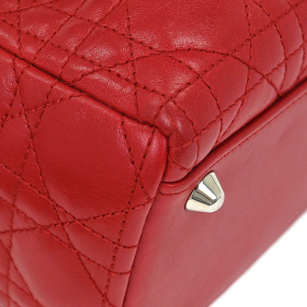 Christian Dior 2011 Red Lambskin Lady Dior Cannage 2way Shoulder Handbag