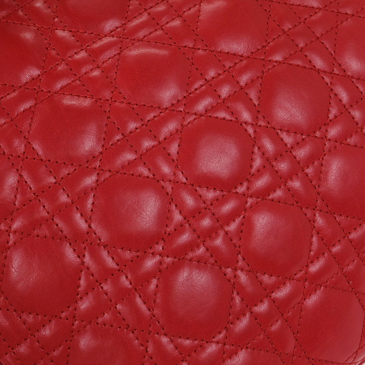 Christian Dior 2011 Red Lambskin Lady Dior Cannage 2way Shoulder Handbag