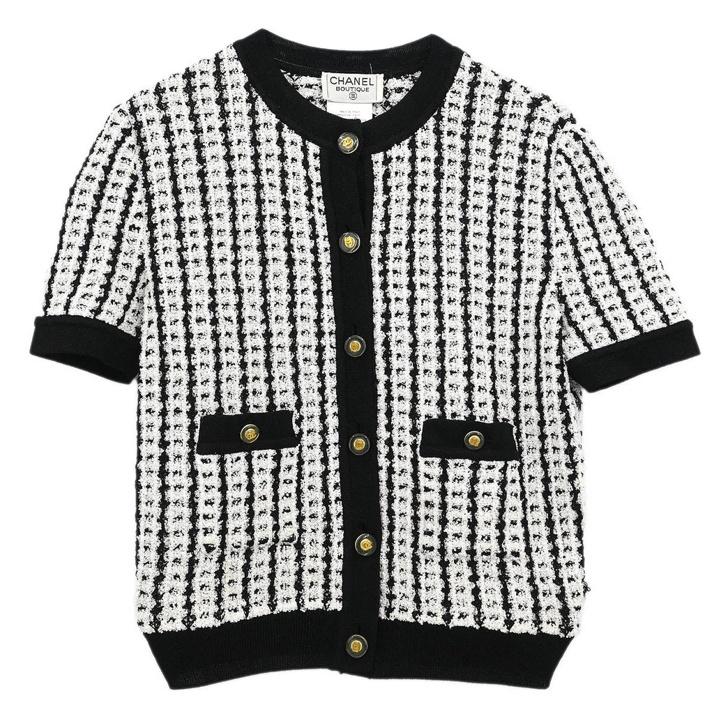 Chanel Short Sleeve Cardigan White #42