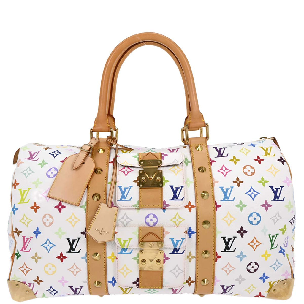 Louis Vuitton White Monogram Multicolor Keepall 45 Handbag M92641