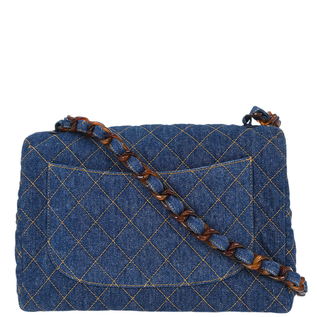 Chanel * Blue Denim Jumbo Classic Flap Shoulder Bag