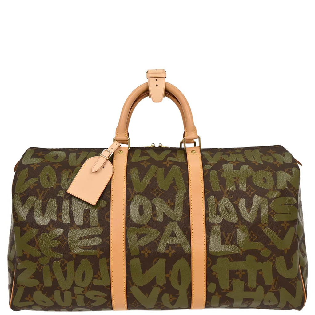 Louis Vuitton Khaki Monogram Graffiti Keepall 50 Duffle Bag M92196