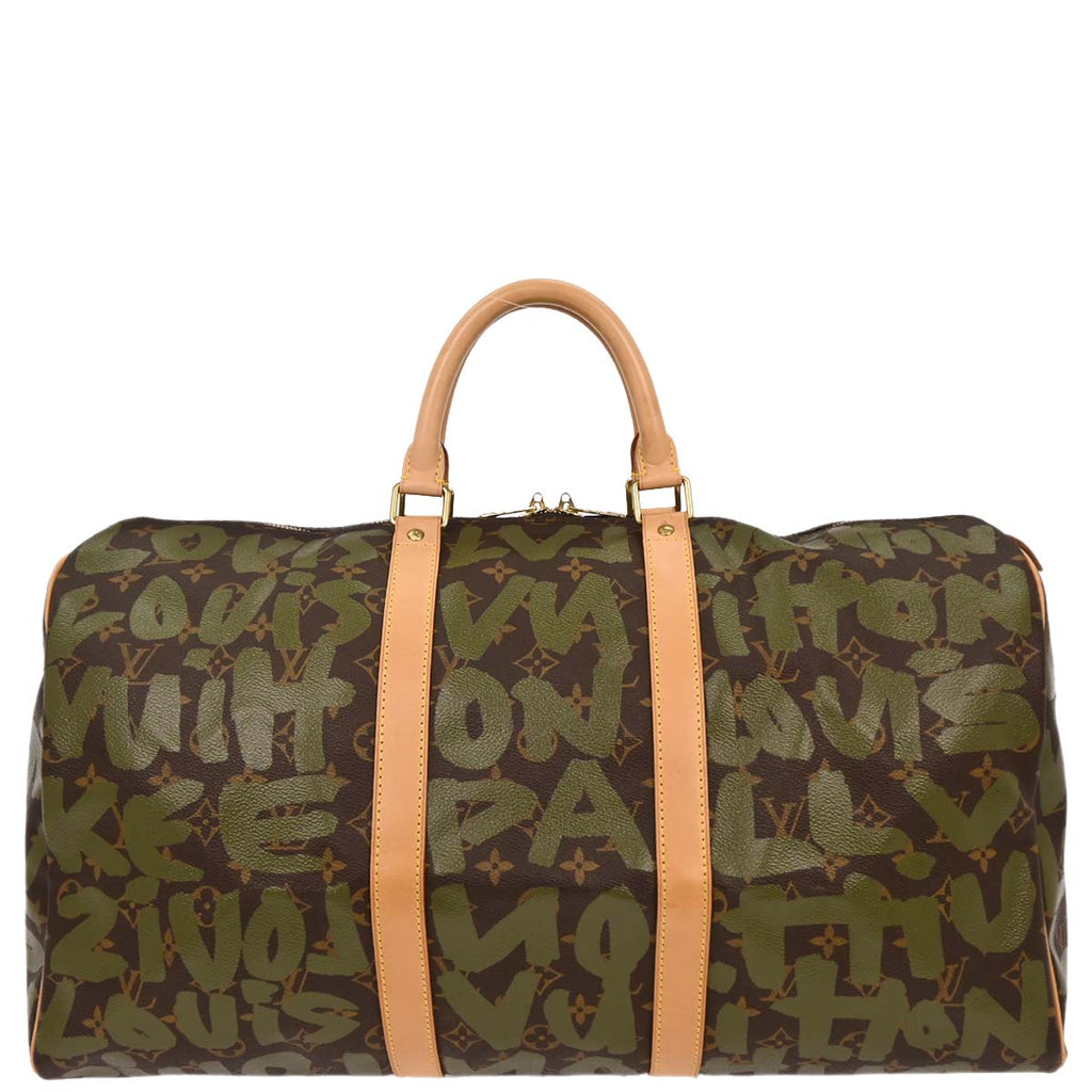 Louis Vuitton Khaki Monogram Graffiti Keepall 50 Duffle Bag M92196