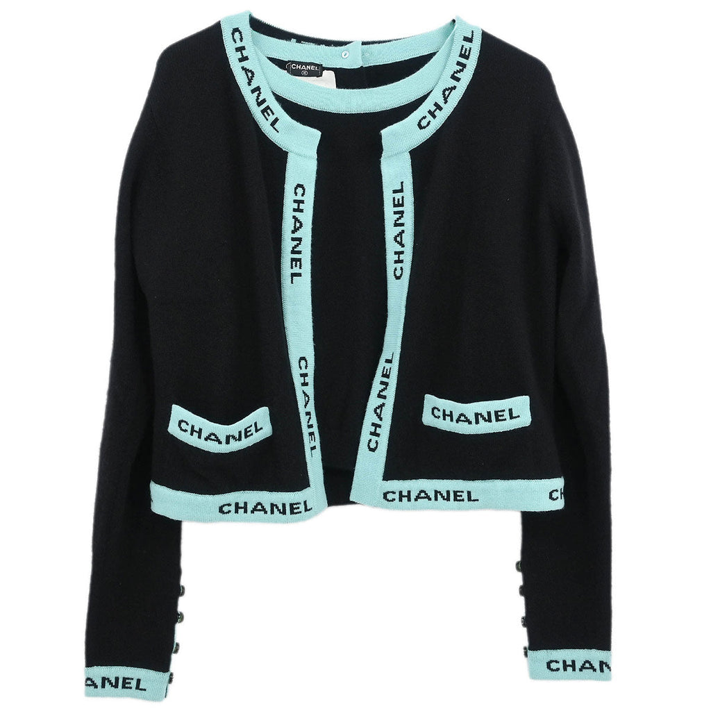 Chanel 1995 Set Cardigan Short Sleeve Top Black #42