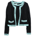 Chanel 1995 Set Cardigan Short Sleeve Top Black #42