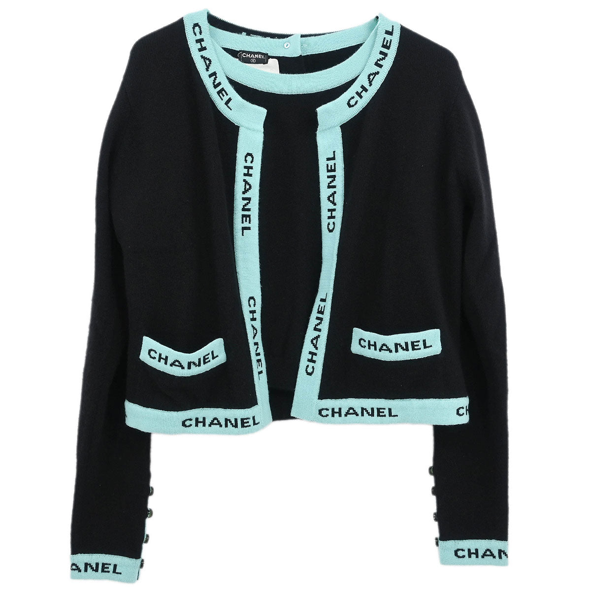 Chanel 1995 Set Cardigan Short Sleeve Top Black #42