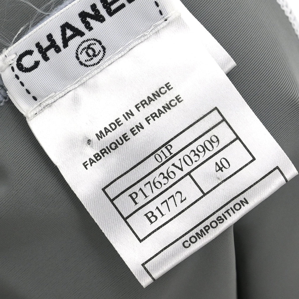 Chanel 2001 Swimwear Swimsuit Sport Line White Gray #40