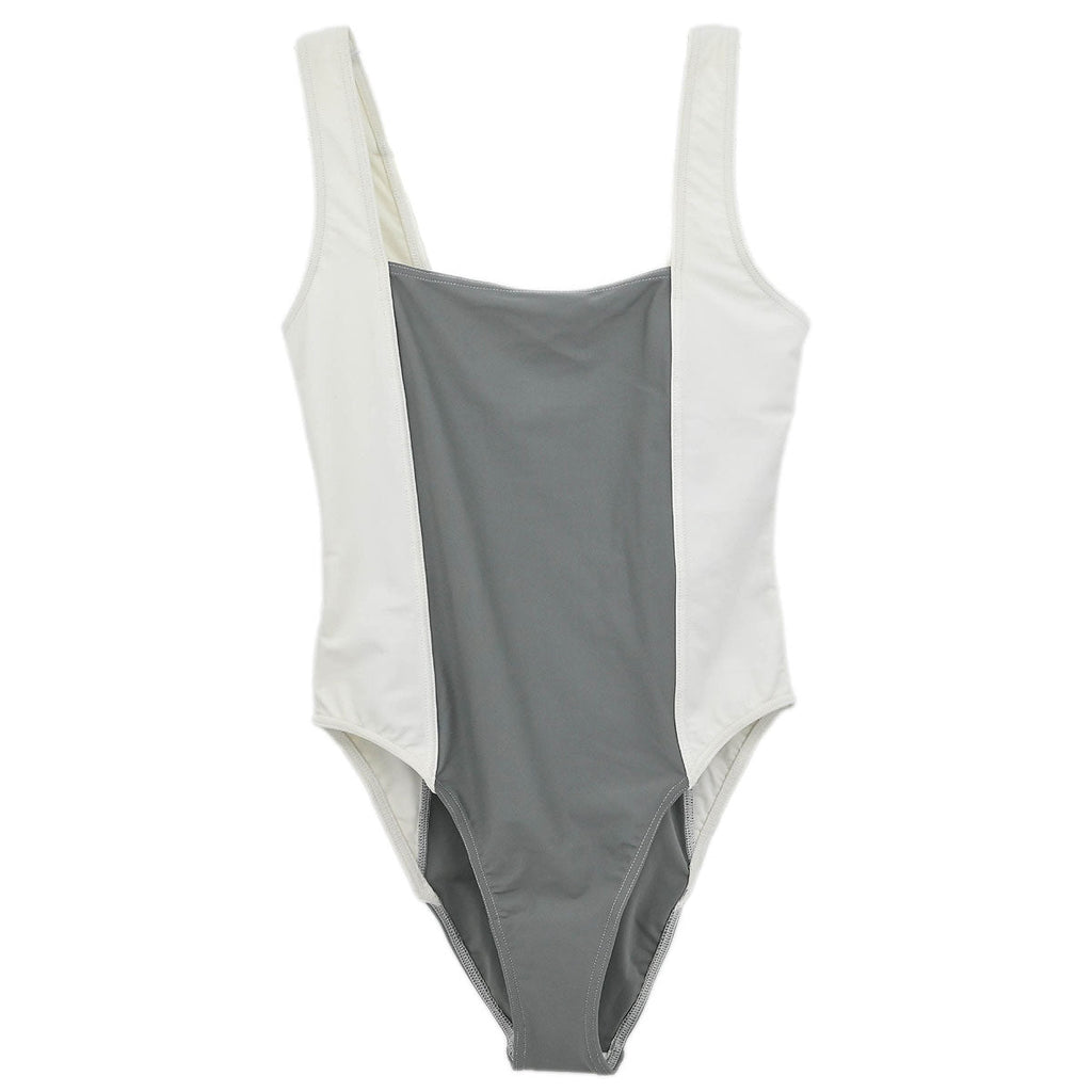 Chanel 2001 Swimwear Swimsuit Sport Line White Gray #40