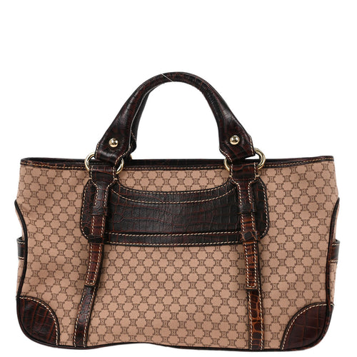 Celine Brown Canvas Macadam Boogie Tote Handbag