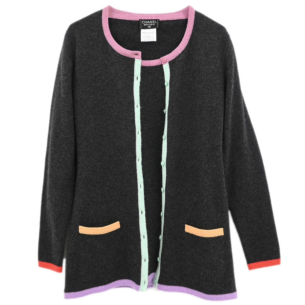 Chanel 1998 Set Cardigan Short Sleeve Top Gray #40
