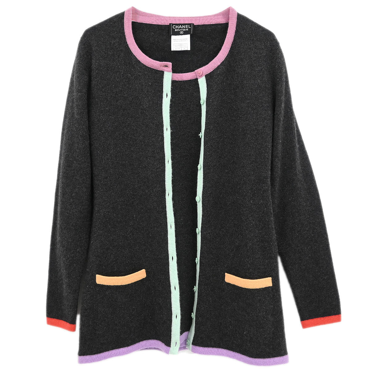 Chanel 1998 Set Cardigan Short Sleeve Top Gray #40
