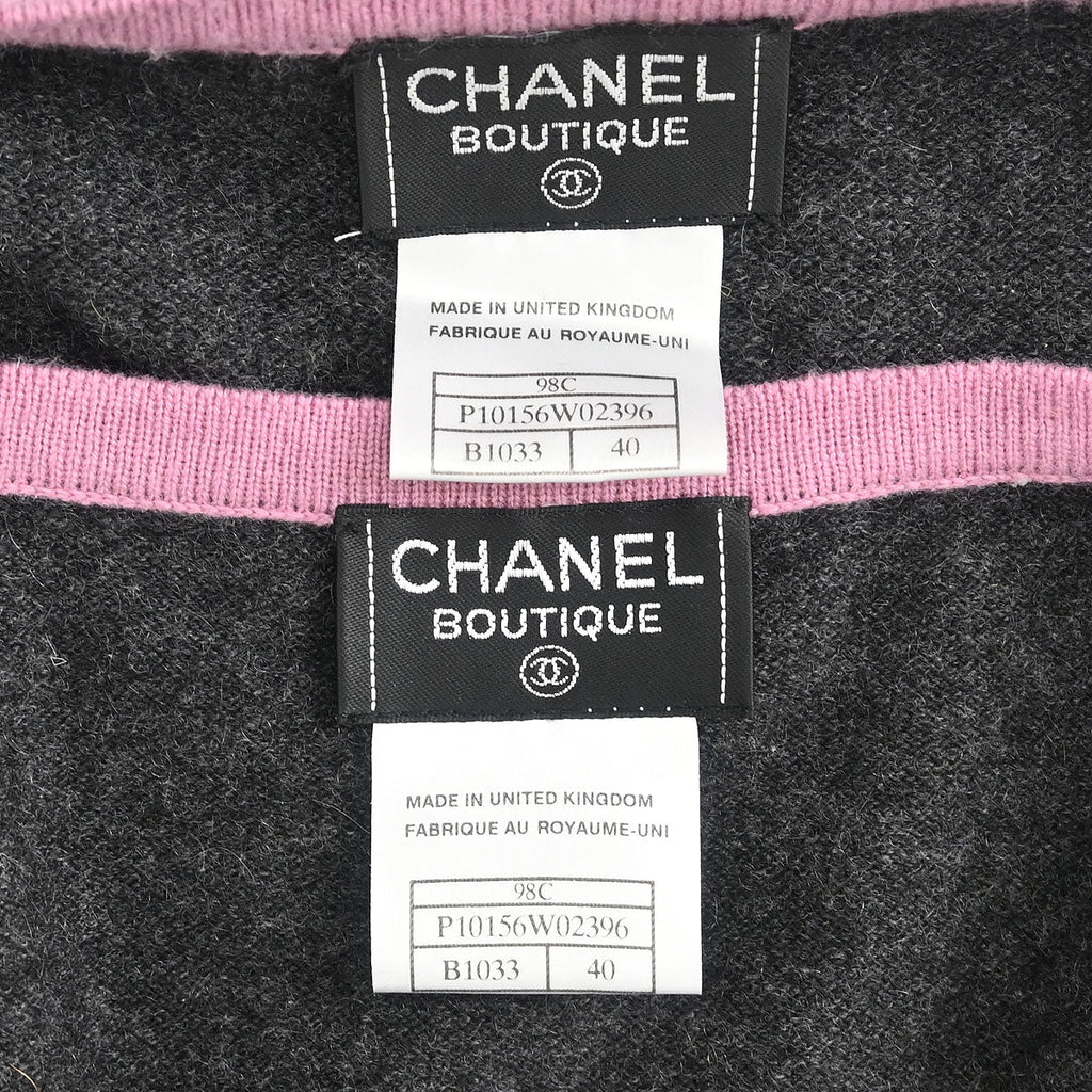 Chanel 1998 Set Cardigan Short Sleeve Top Gray #40