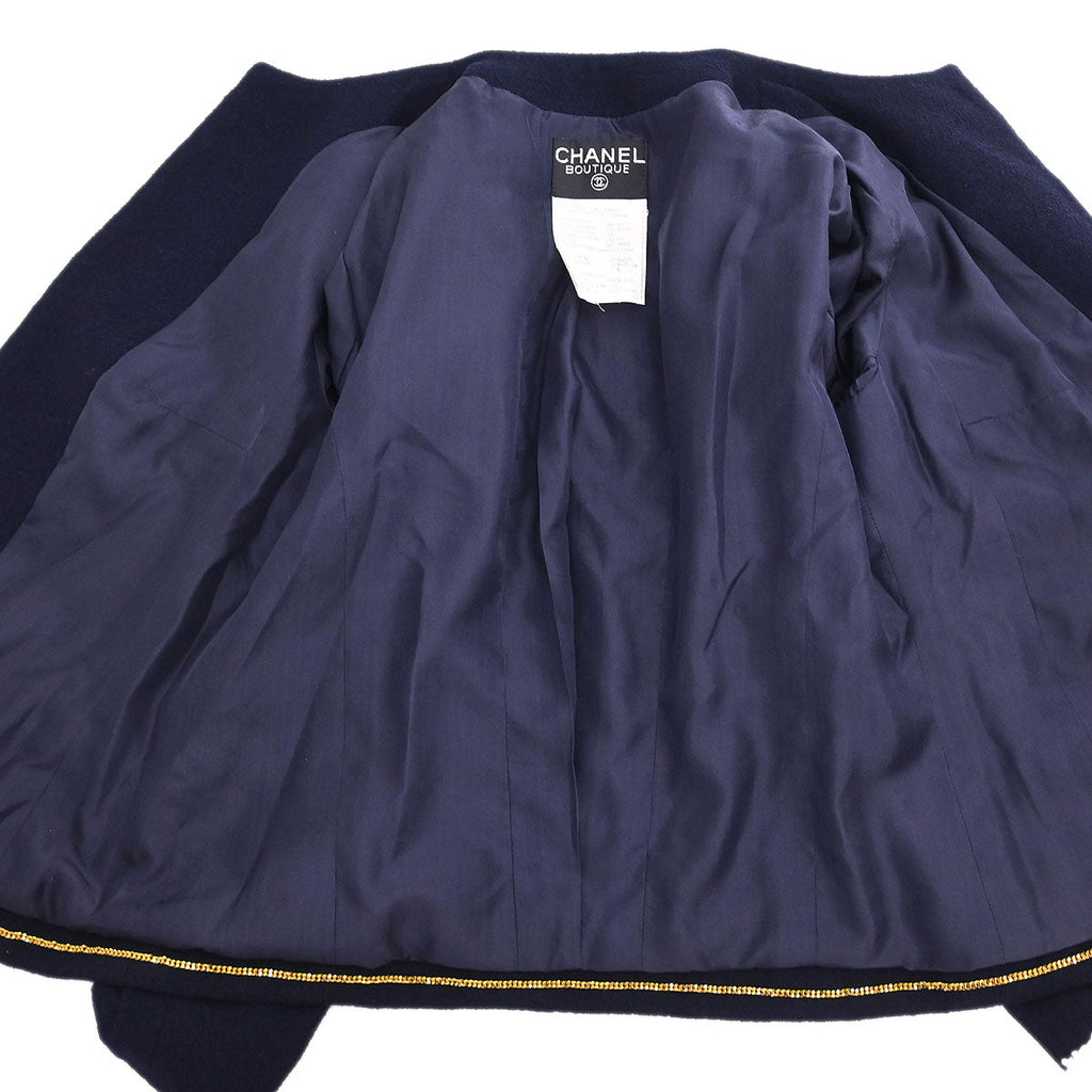 Chanel 1995 Collarless Jacket Navy #44