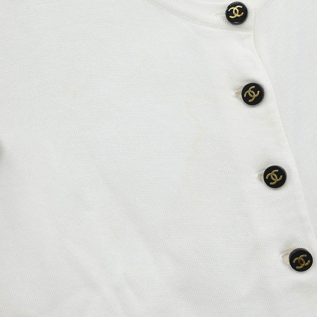 Chanel Short Sleeve Cardigan White #36