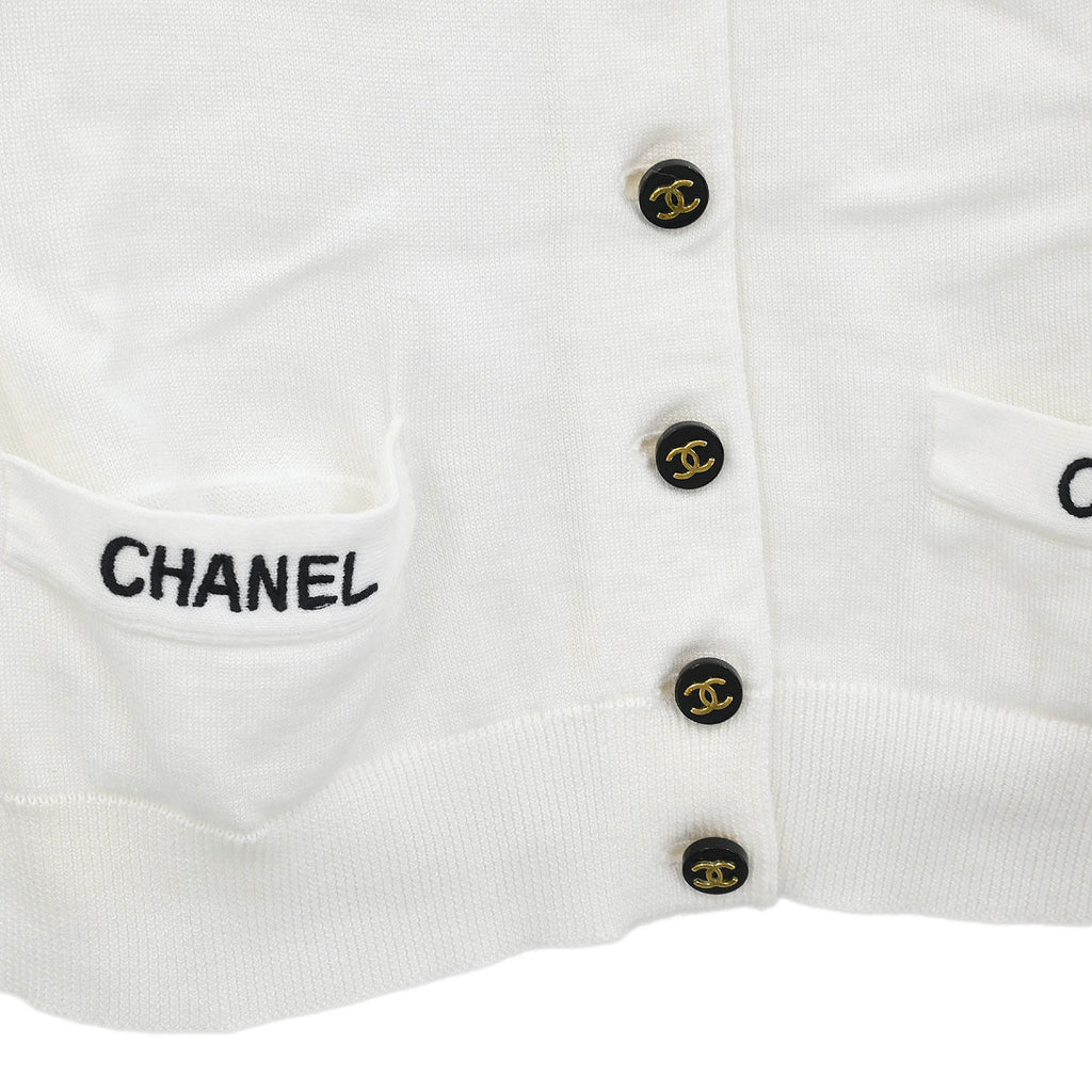 Chanel Short Sleeve Cardigan White #36
