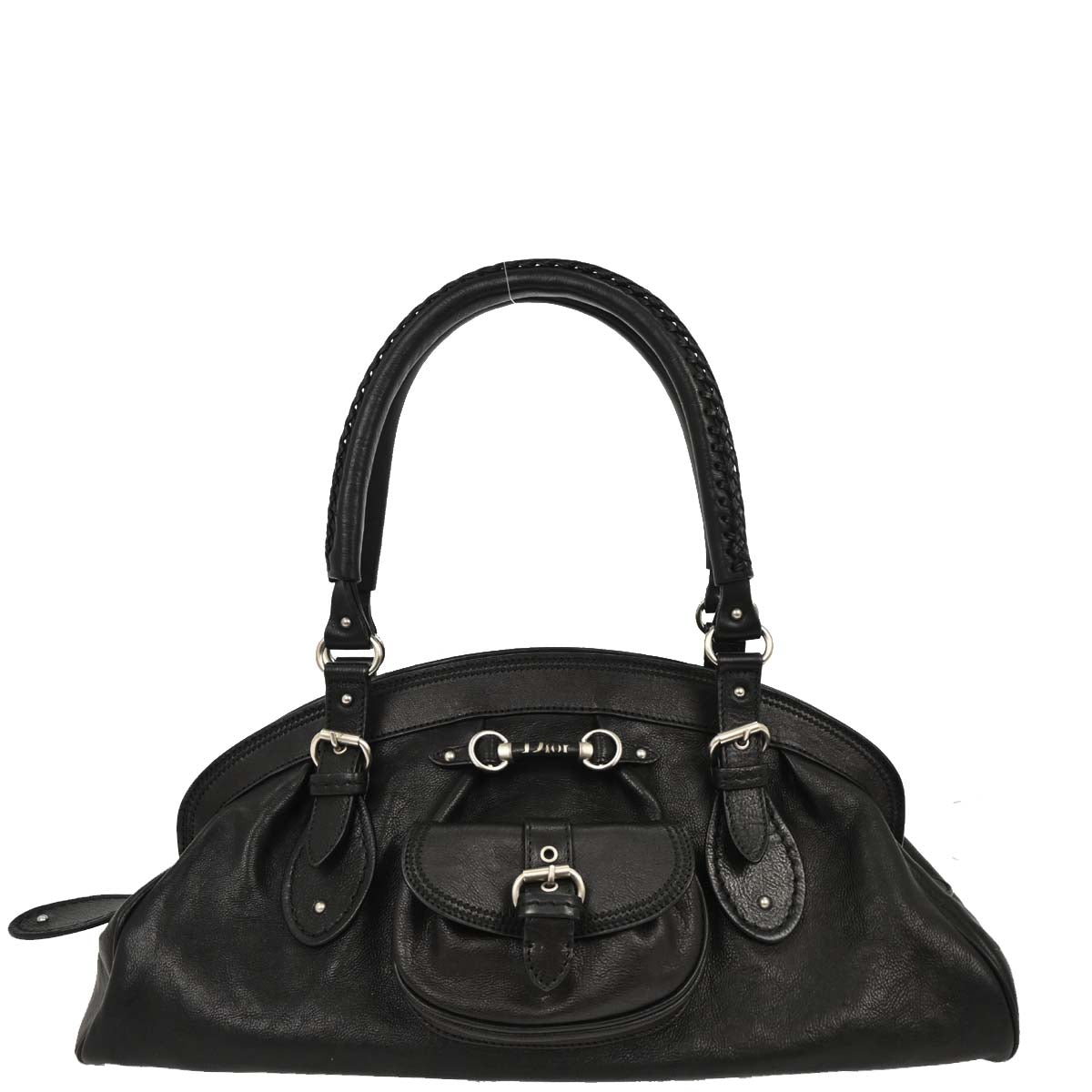 Christian Dior 2006 Black Leather My Dior Frame Bowling Handbag