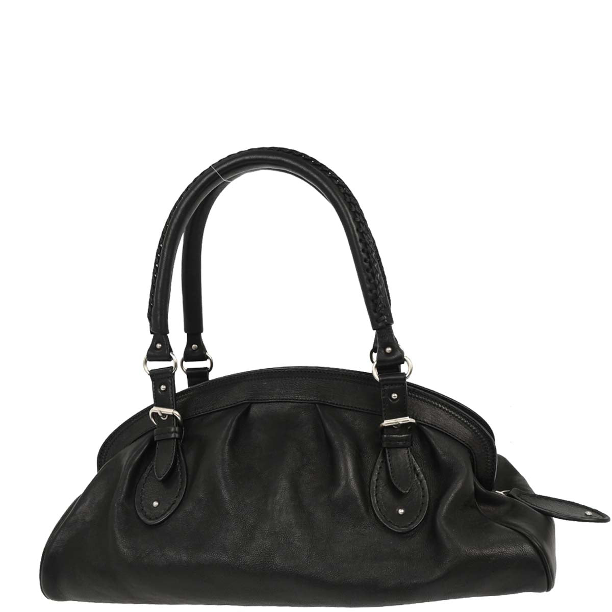 Christian Dior 2006 Black Leather My Dior Frame Bowling Handbag