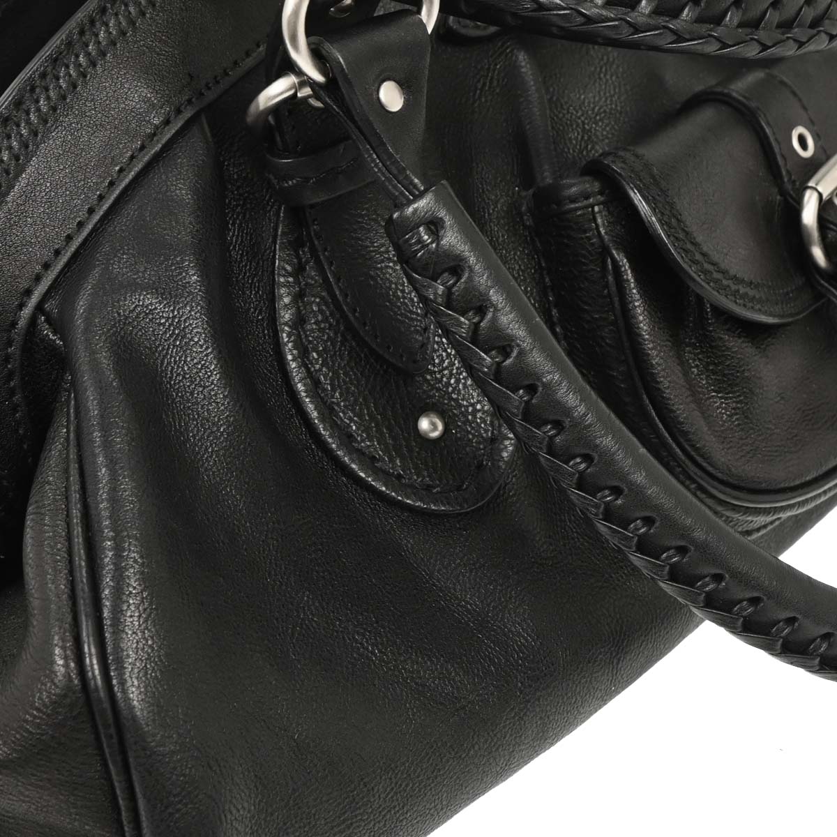 Christian Dior 2006 Black Leather My Dior Frame Bowling Handbag