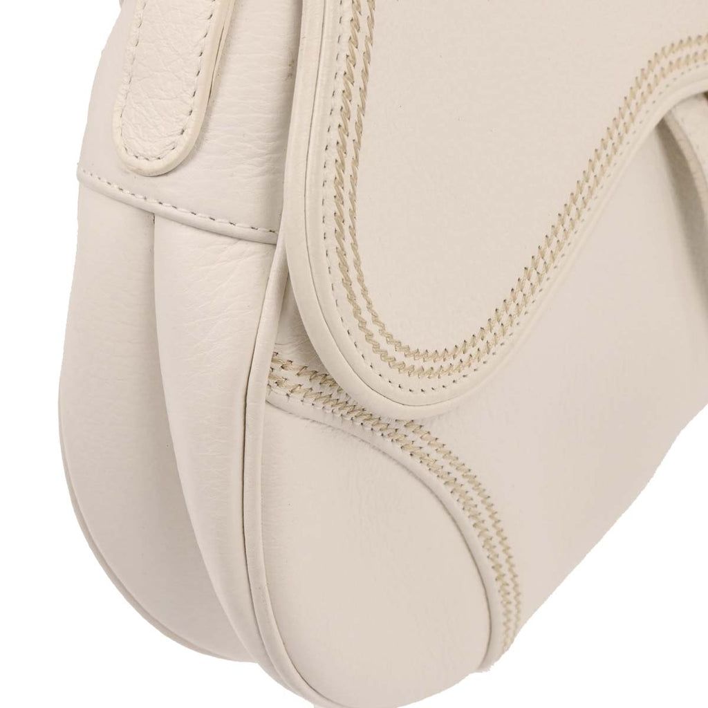 Christian Dior 2006 White Leather Saddle Handbag
