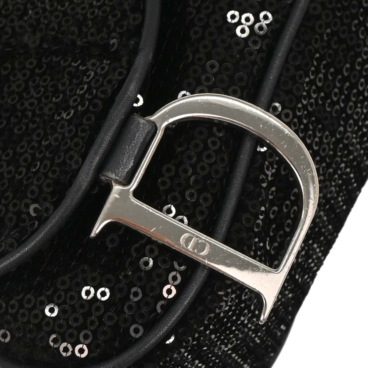 Christian Dior Black Velvet Sequins Saddle Handbag