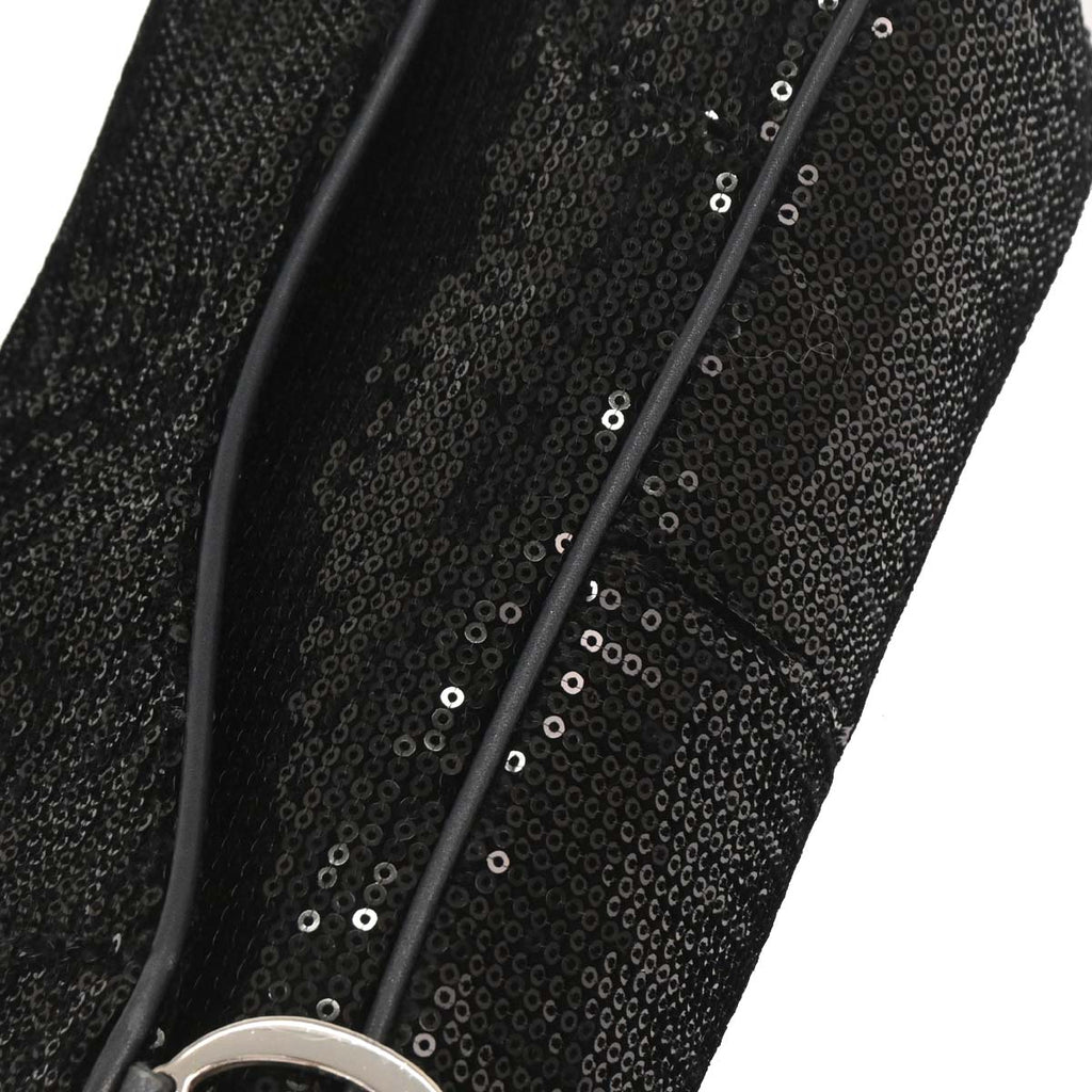 Christian Dior Black Velvet Sequins Saddle Handbag