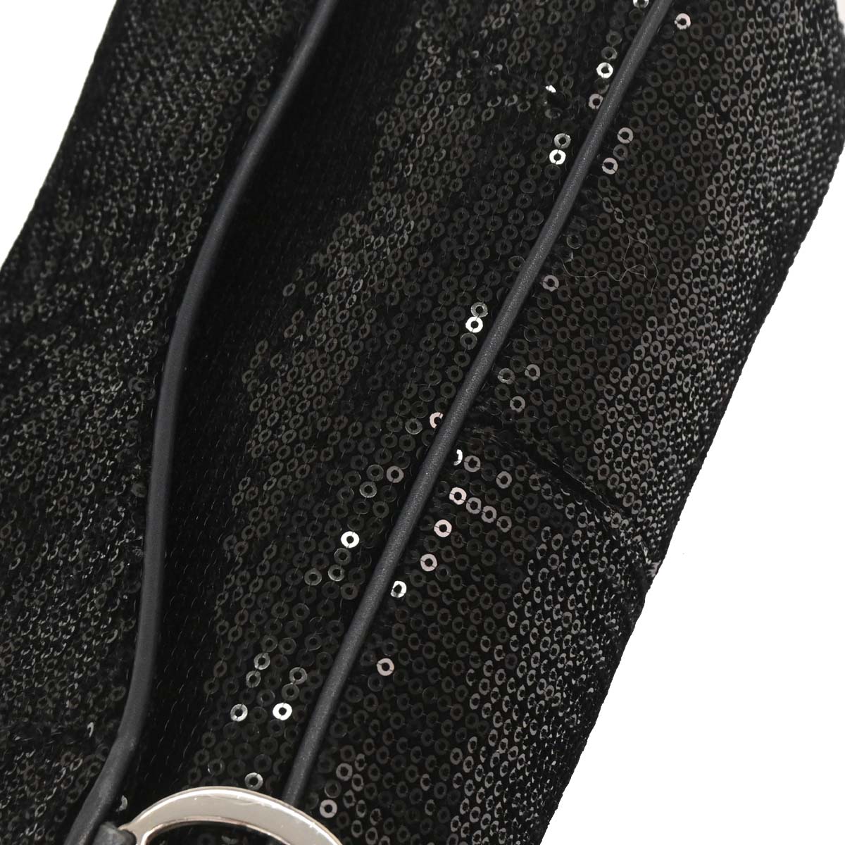 Christian Dior Black Velvet Sequins Saddle Handbag