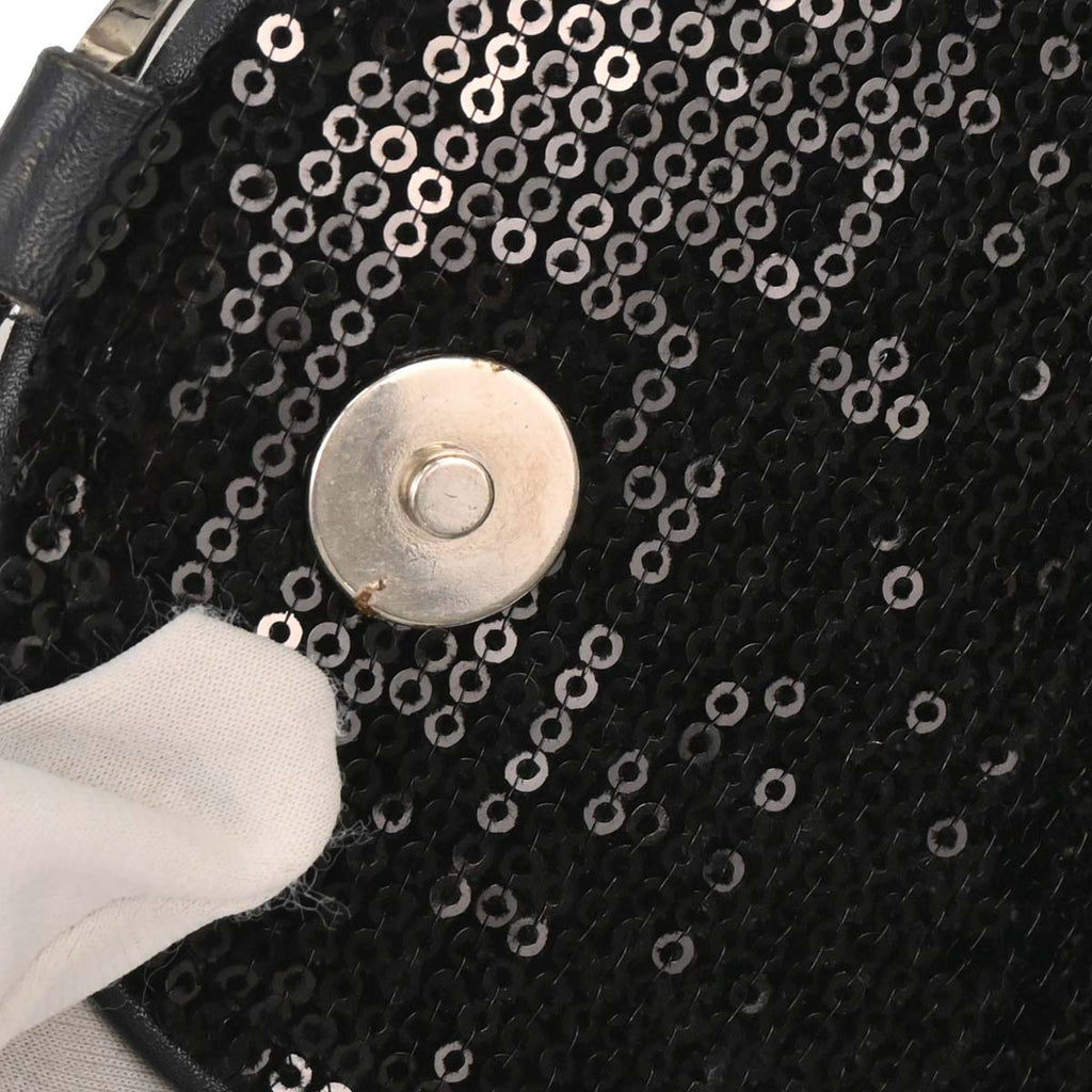 Christian Dior Black Velvet Sequins Saddle Handbag