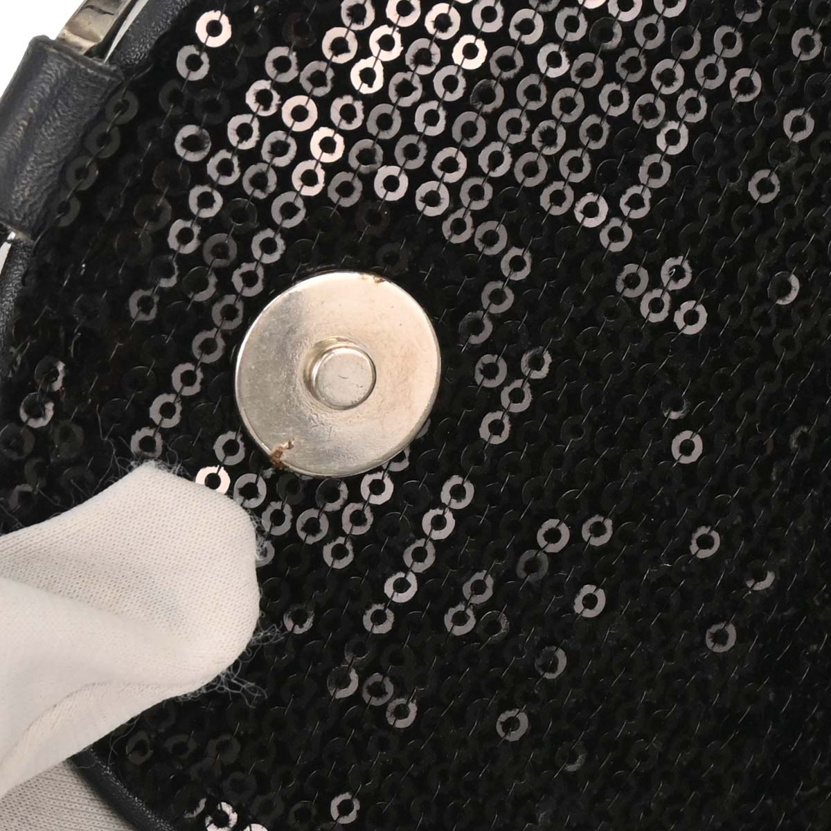 Christian Dior Black Velvet Sequins Saddle Handbag