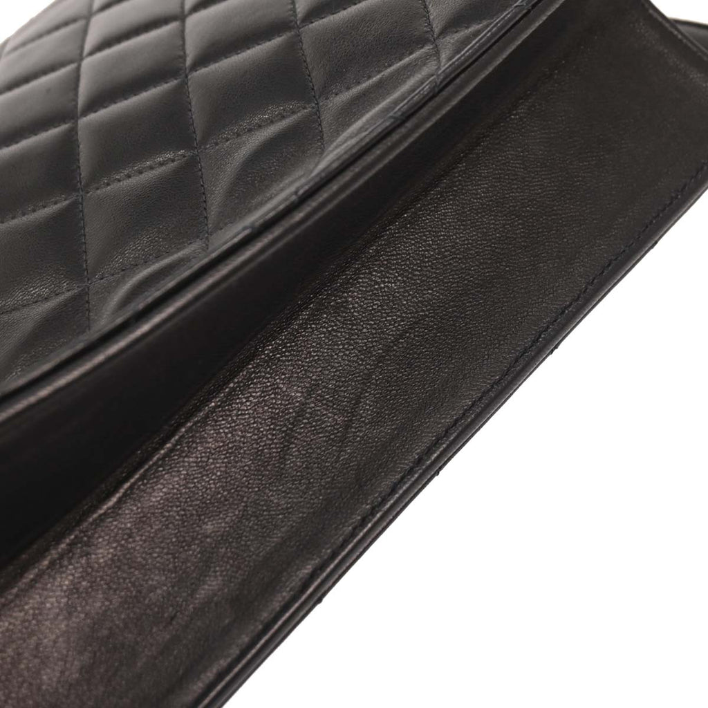 Chanel 2001-2003 Black Lambskin Turnlock Medium Half Flap Shoulder Bag