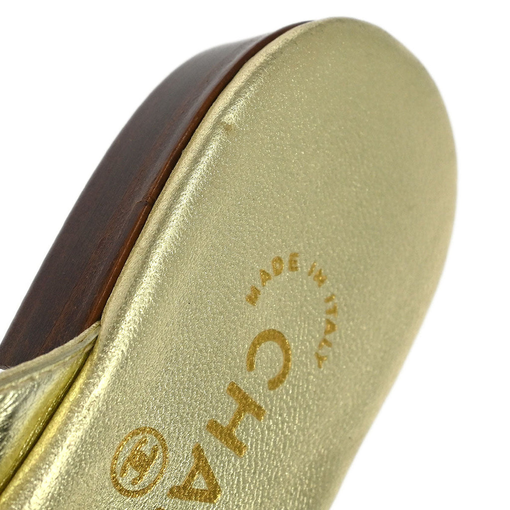 Chanel * Lambskin Turnlock Sandals Shoes #37