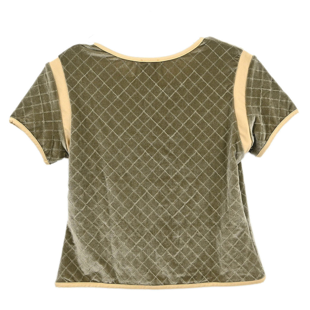 Chanel 2005 Zip Up Short Sleeve Jacket Khaki #42