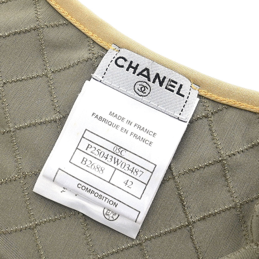 Chanel 2005 Zip Up Short Sleeve Jacket Khaki #42