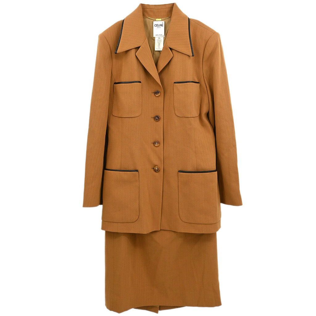 Celine Setup Suit Jacket Skirt Brown #42