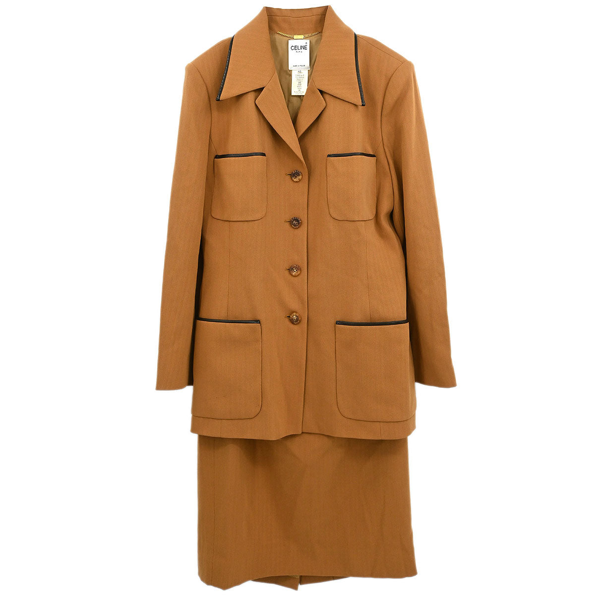 Celine Setup Suit Jacket Skirt Brown #42