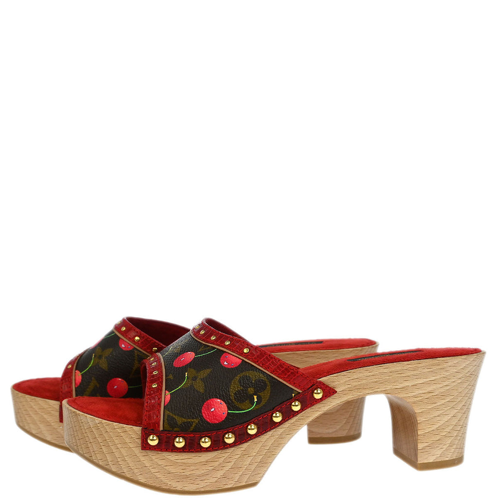 Louis Vuitton * 2005 Monogram Cherry Mule Sandals Shoes #36