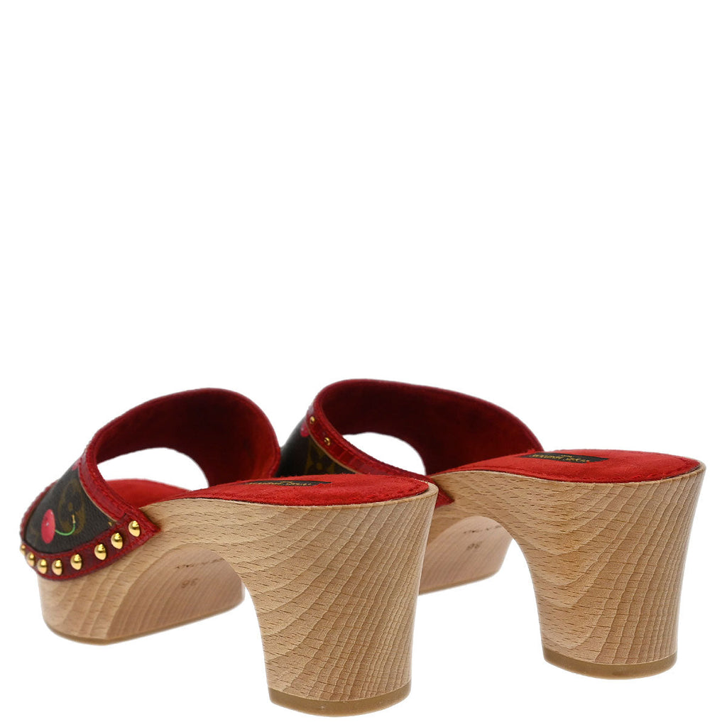 Louis Vuitton * 2005 Monogram Cherry Mule Sandals Shoes #36