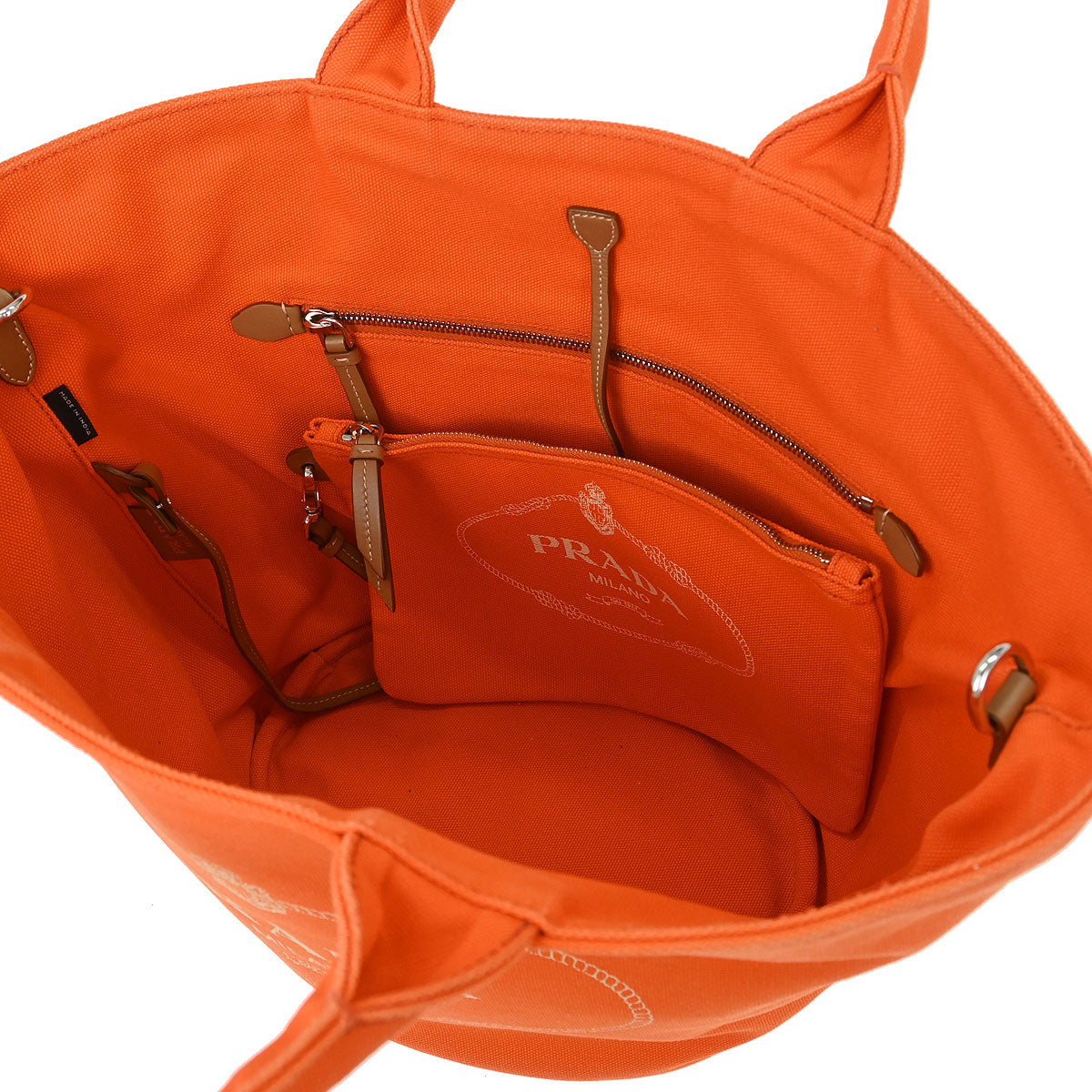Prada Orange Canvas Canapa 2way Shoulder Tote Handbag