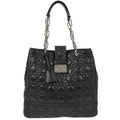 Christian Dior Black Lambskin Lady Dior Cannage Tote Handbag
